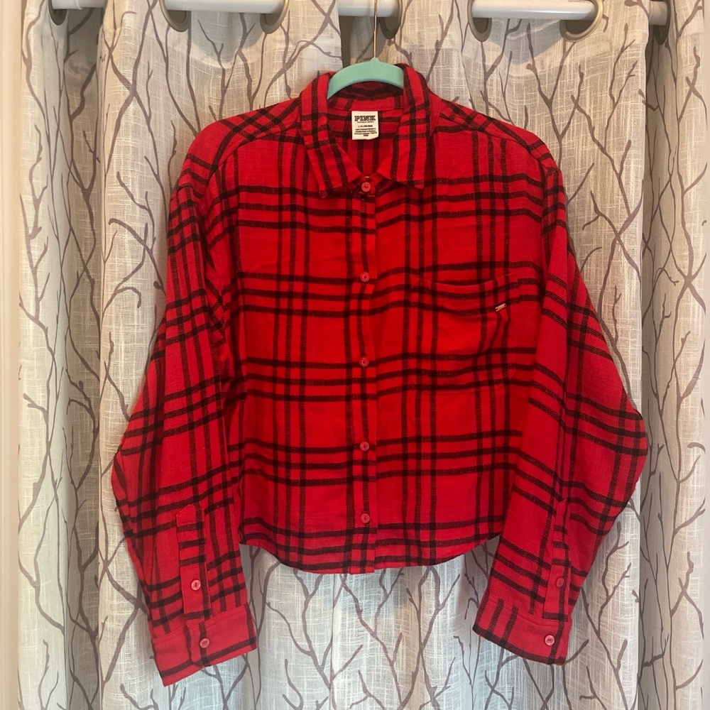 PINK Victoria's Secret Red and Black Plaid Shirt